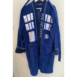 DOCTOR WHO Blue  Adult Fleece Bathrobe  Robe EUC